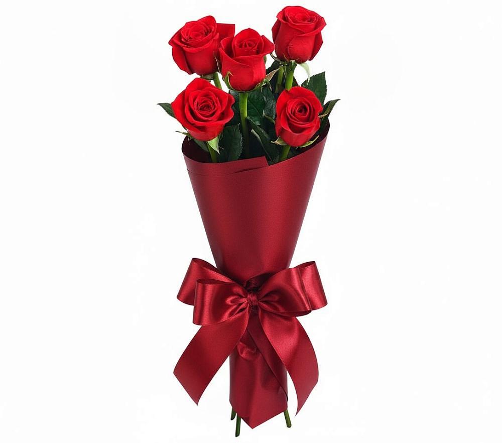 Букет 5 Красных роз Эдлесс Лав в Асбесте