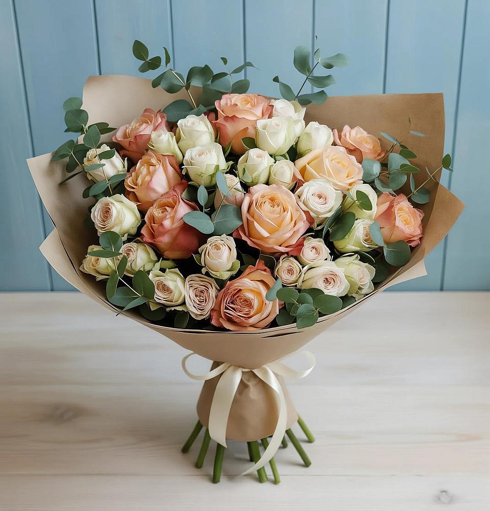 Букет цветов из: Альстромерии и Розы в Асбесте