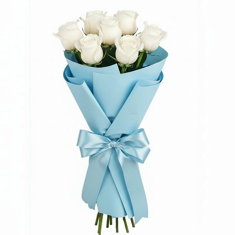 Букет 7 белых роз Проуд в Асбесте