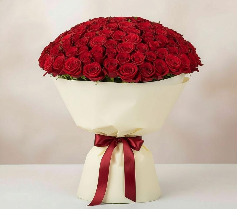 Букет 101 Красная роза Милано в Асбесте