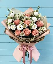 Букет цветов из:  Розы, Альстромерии и Лизиантусы #REPLACE_PRED# Асбесте