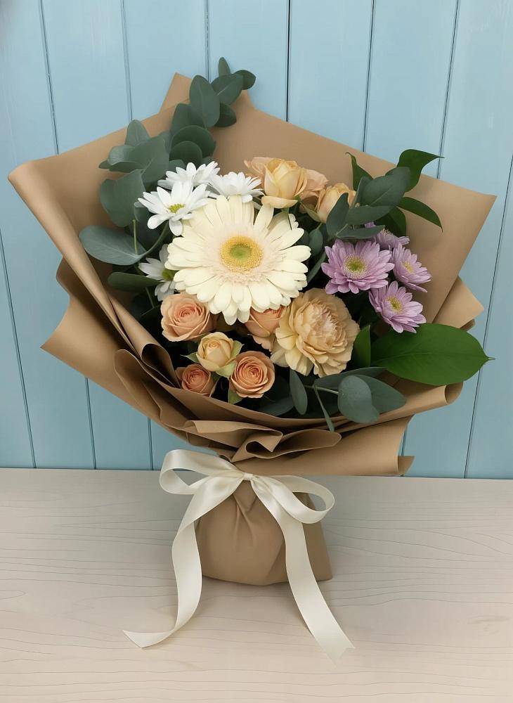 Букет цветов из: Герберы и Хризантемы в Асбесте