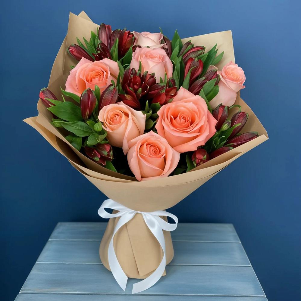 Букет цветов из: Розы и Альстромерии в Асбесте