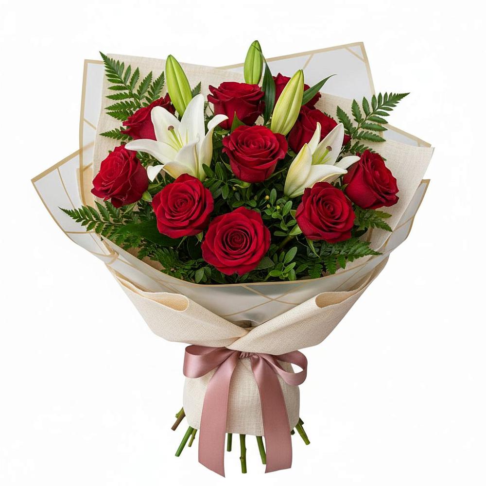 Букет цветов из: Лилии и Розы в Асбесте