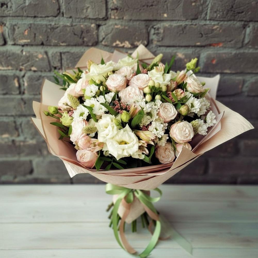 Букет цветов из: Альстромерии, Розы и Хризантемы в Асбесте