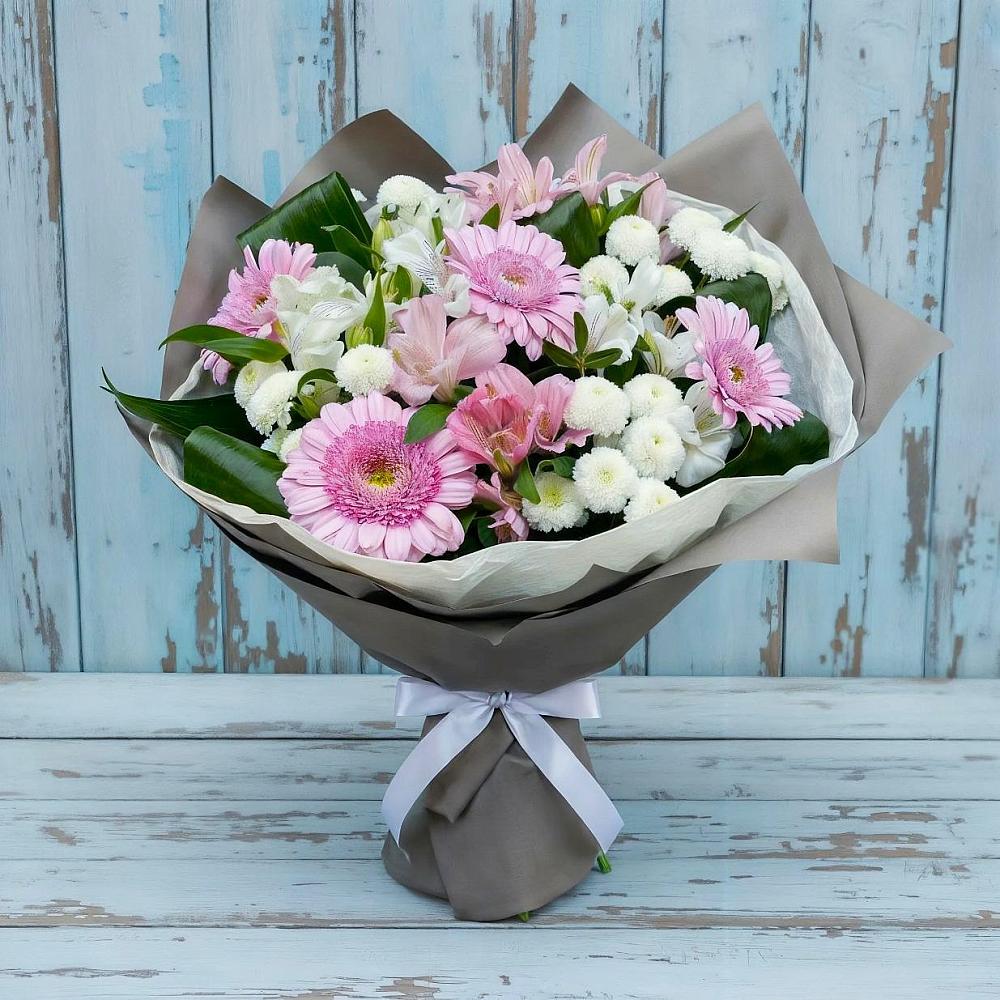Букет цветов из: Герберы, Альстромерии и Хризантемы в Асбесте