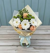 Букет цветов из:  Герберы, Розы и Хризантемы в Асбесте