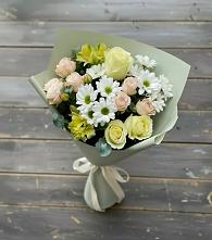 Букет цветов из:  Альстромерии, Розы и Хризантемы #REPLACE_PRED# Асбесте