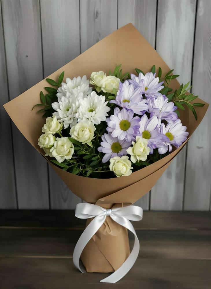 Букет цветов из: Хризантемы и Розы в Асбесте